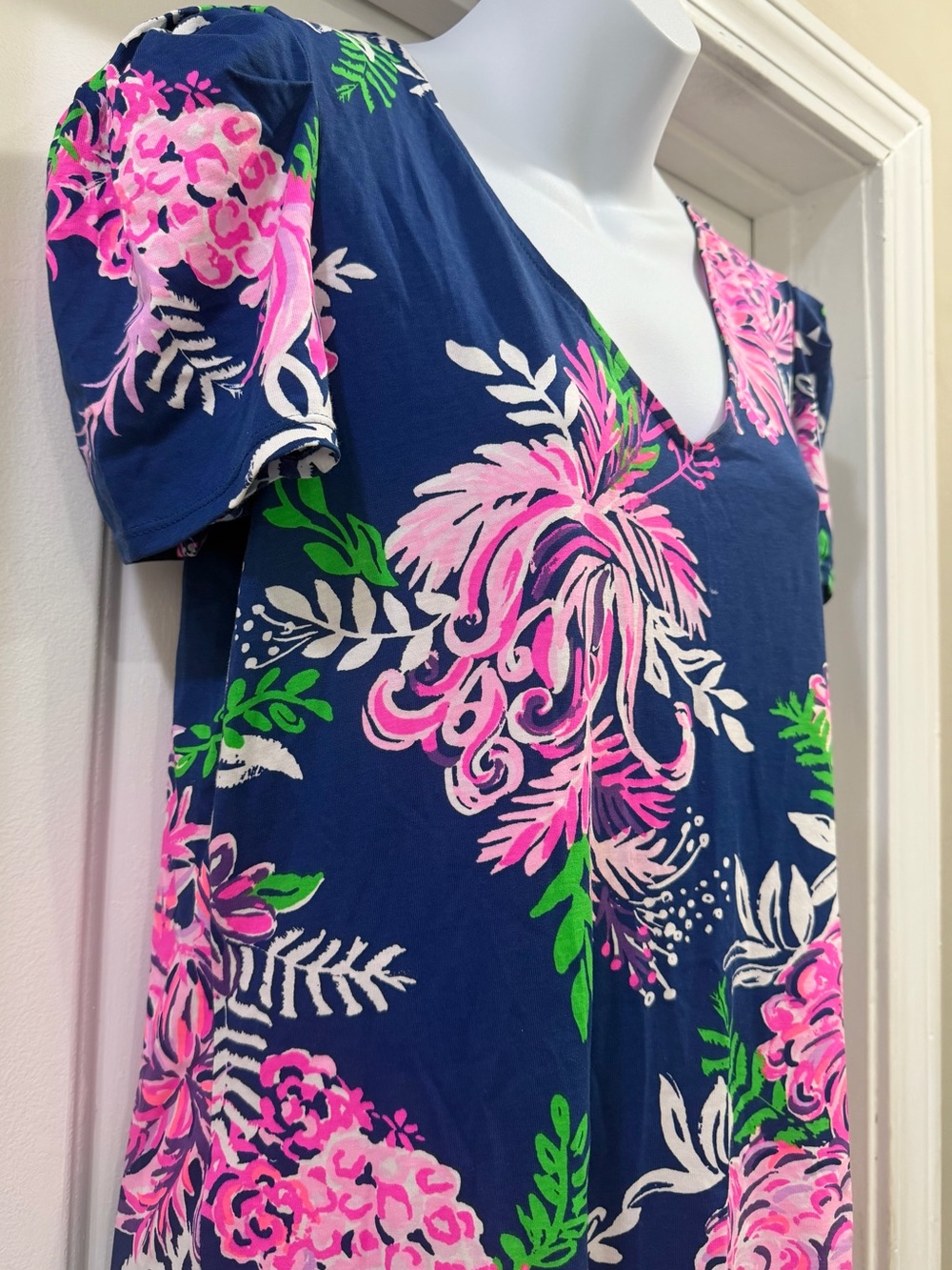 Lilly Pulitzer Aleece Dress Size Medium Oyster Bay Navy Ruffle Your Feathers - Picture 5 of 13